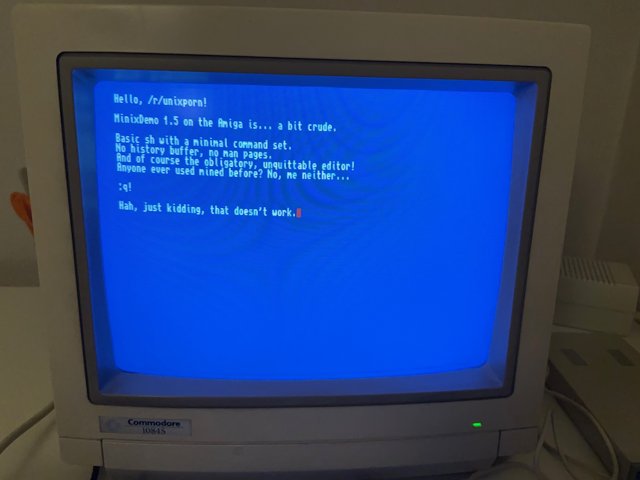 Photo of CRT monitor displaying the Minix Mined Editor