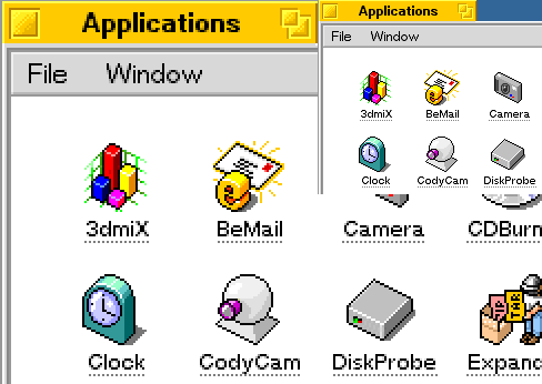 A screenshot of BeOS 5, showcasing subtle anti-aliasing