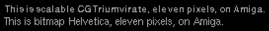 Comparison of a poorly hinted vector font and a bitmap font.