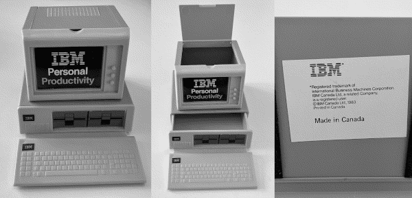 The IBM PC XT miniature desk caddy from various angles